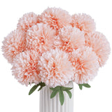 Artificial Chrysanthemum Flowers Ball Flowers,10Pcs Large Realistic Fake Mums Silk Plants With Stems For Wedding Home Christmas Floral Arrangement Halloween Table Centerpiece (Champagne)