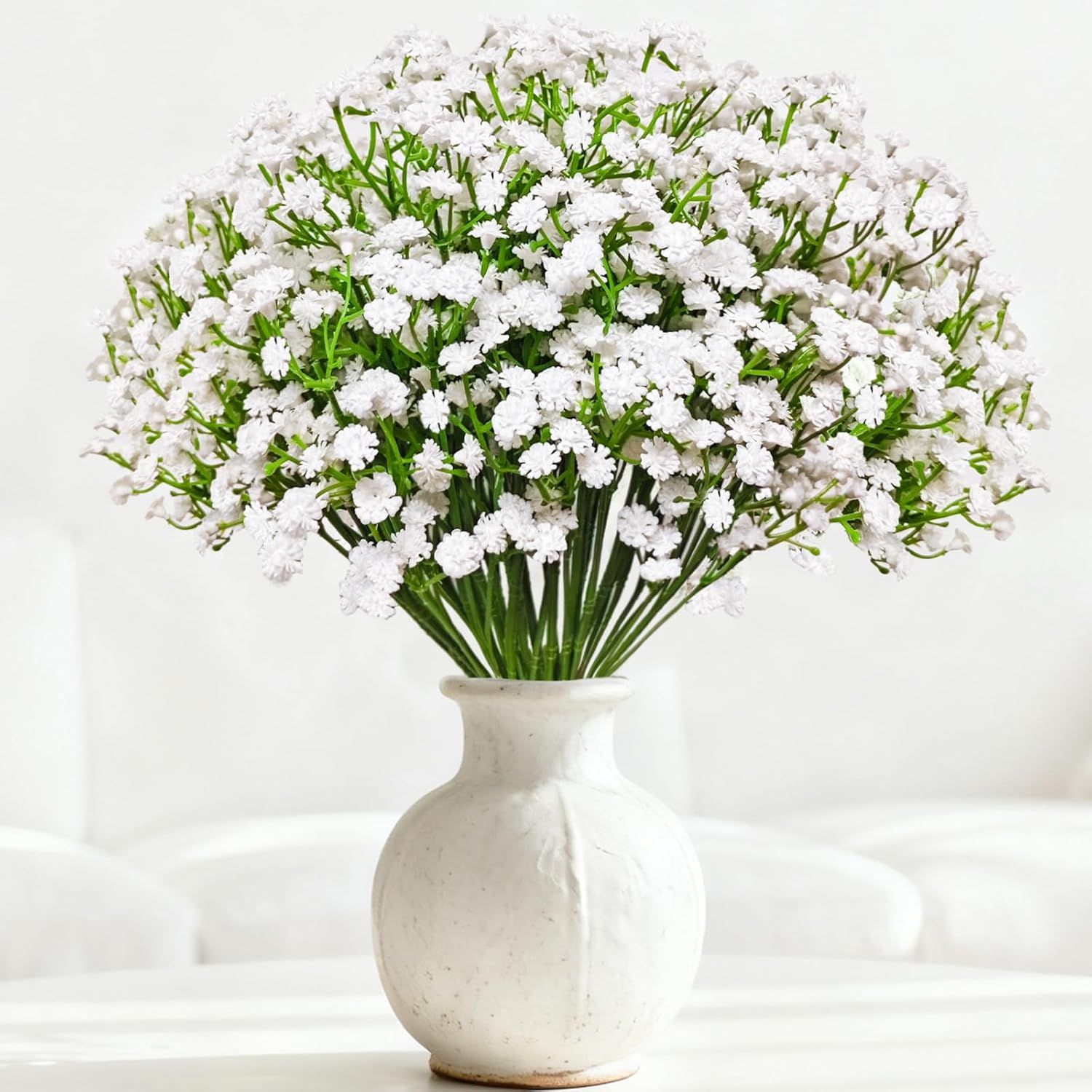20 Pcs Real Touch Babys Breath Artificial Flowers, White Fake Flowers Baby Breath Flowers Artificial Bulk With Stems Decorations For Vase Wedding Party Garden Home Decor Centerpiece Arrangements