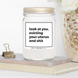 You Nique Designs Look At You Evicting Your Uterus Soy Candle 8Oz - Hysterectomy Gifts - Post Surgery, After Surgery Gifts For Women, Mom, Sister, Friend (Lavender & Vanilla)
