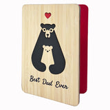 Fathers Day Cards,Handmade Bamboo Greeting Cards,Wooden Thankyou Card,Father'S Day Card For Dad,Best Dad Ever