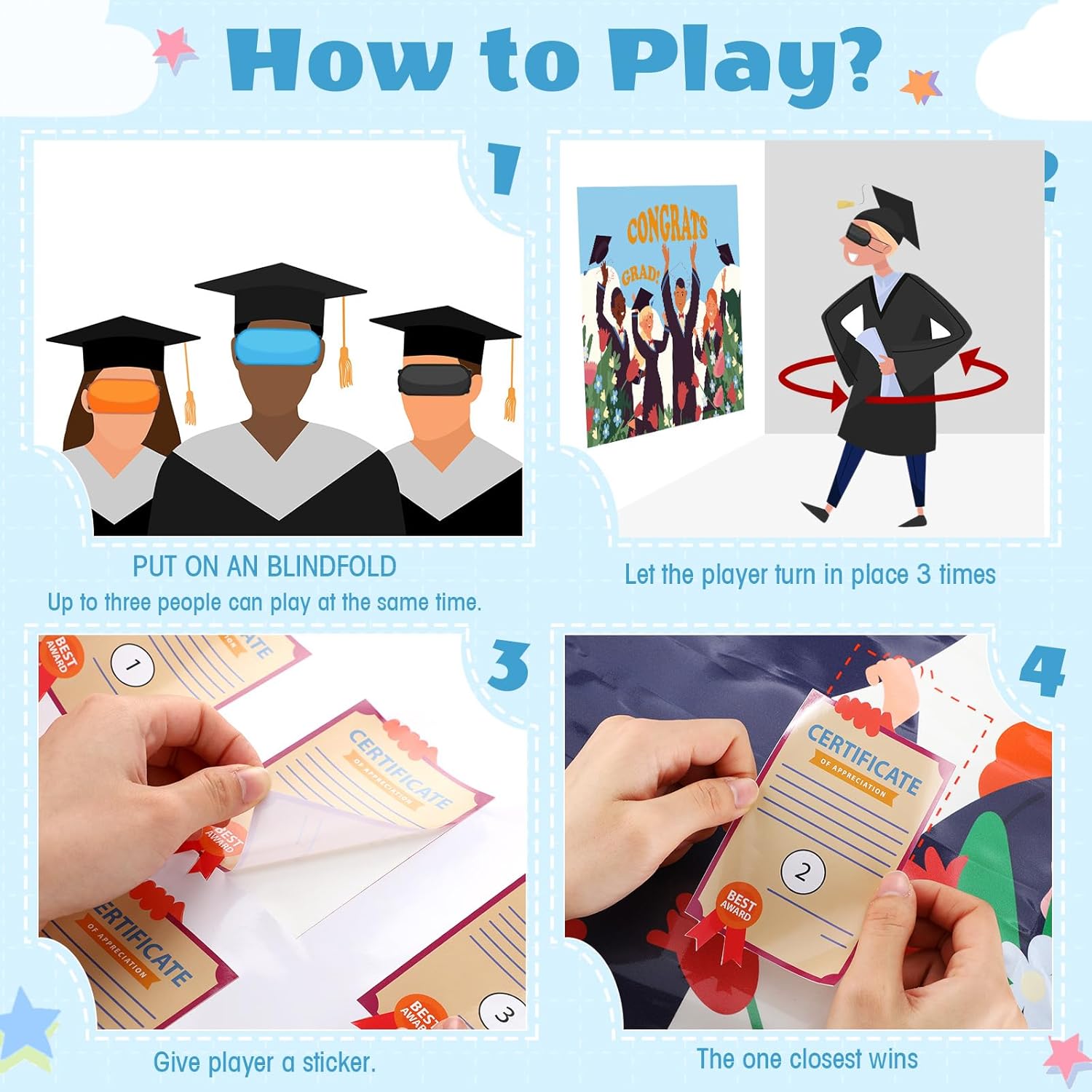 Graduation Party Game Pin The Graduation Cap Game Pin The Certificate On Grads Party Favors With 39 X 28 Inch Poster Make A Sticker Mix And Match For Grad Supplies