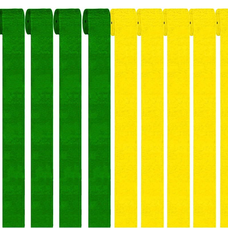 81 Feet Dark Green And Yellow Party Streamers, 6 Rolls Dark Green And