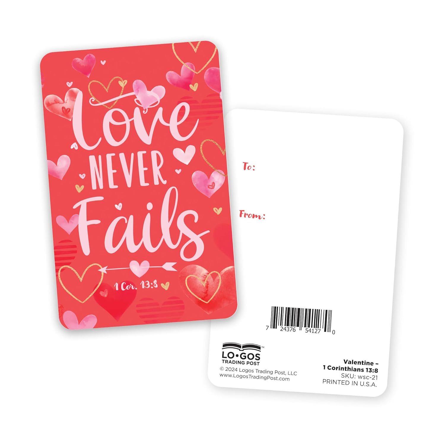 Christian Valentines Cards - 1 Cor 13:8 - Pack Of 12 Inspirational Christian Cards With Scripture Encouragement, Bible Verse Cards For Women & Men, Wallet Scripture Cards For Devotions