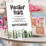 Baby Shower Party Games, Baby Pacifier Hunt, Baby Shower Game Set Include Forest Theme Pacifiers Hunt Game Sign, 50 Blue Mini Pacifiers For Baby Shower