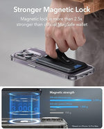 Magnetic Wallet, Vegan Leather 3-Card Holder with Finger Loop for iPhone 15/14/13/12, Black