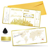 Boarding Pass Gift Ticket, Golden Flight Ticket Scratch-Off Card With Envelope, Unique Plane Ticket Gift, Scratch & Reveal Surprise Airplane Ticket For Vacation, Trip, Birthday, Girlfriends