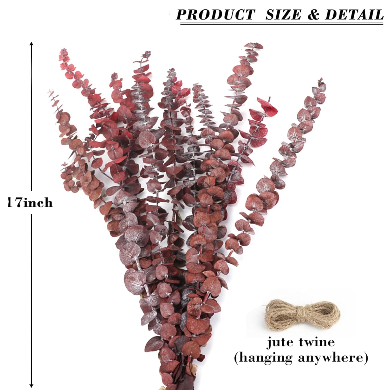 20Pcs Dried Red Eucalyptus Stems 17" Natural Fresh Eucalyptus Plant For Shower Hanging, Wedding Decor Home Decor Farmhouse Decor Diy Spring Decor,Green