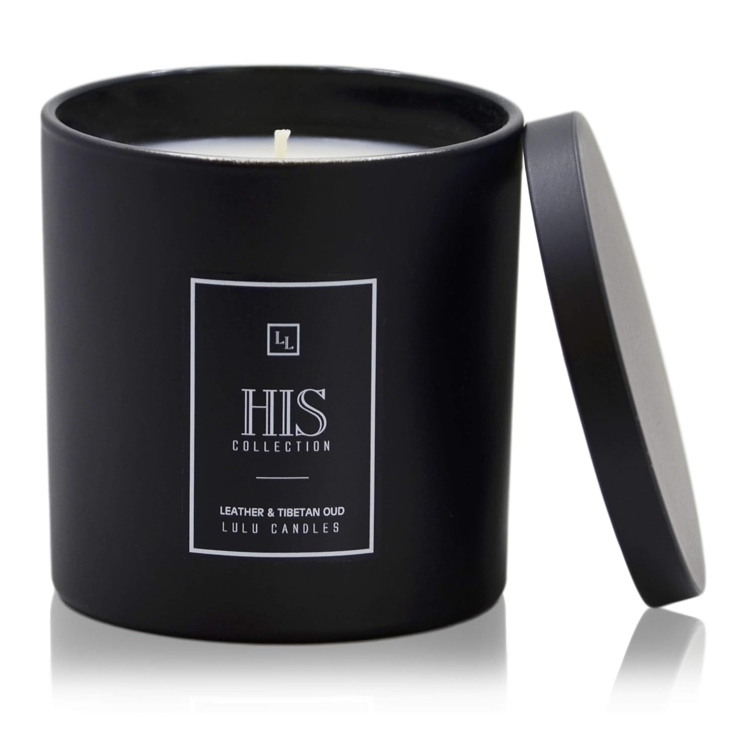 | Leather & Tibetan Oud - His Collection | Luxury Scented Soy Jar Candle | Hand Poured In The Usa | Highly Scented & Long Lasting- 9 Oz.