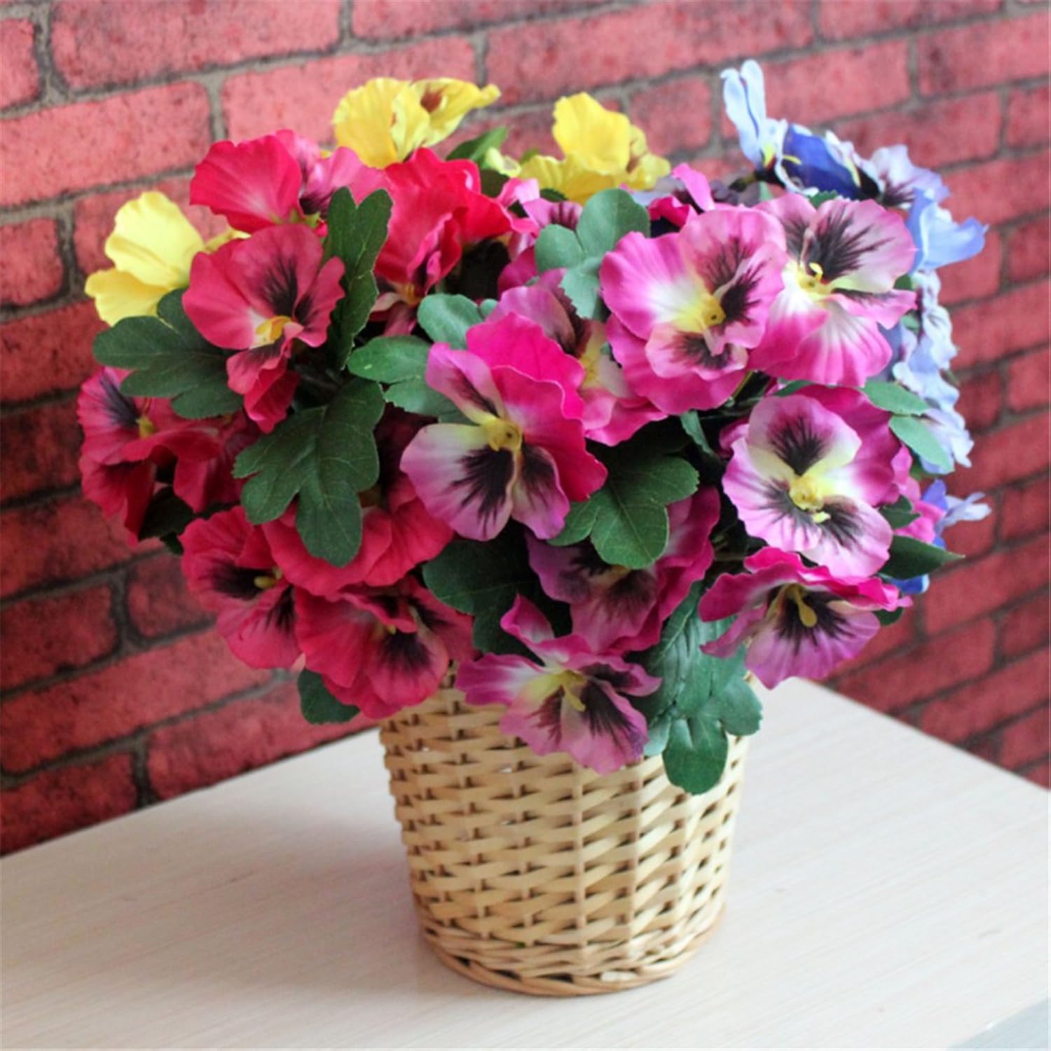 Artificial Pansy Flowers For Home Office Decoration-(1Pcs Red)
