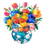 Tulip Vase Big Pop Up 13 Inch Paper Flower Bouquet Greeting Cards With Blank Note & Envelope, Ideal Gift For Celebrating Love, Holiday, Birthday, Anniversary, Mother'S Day, Valentine'S Day