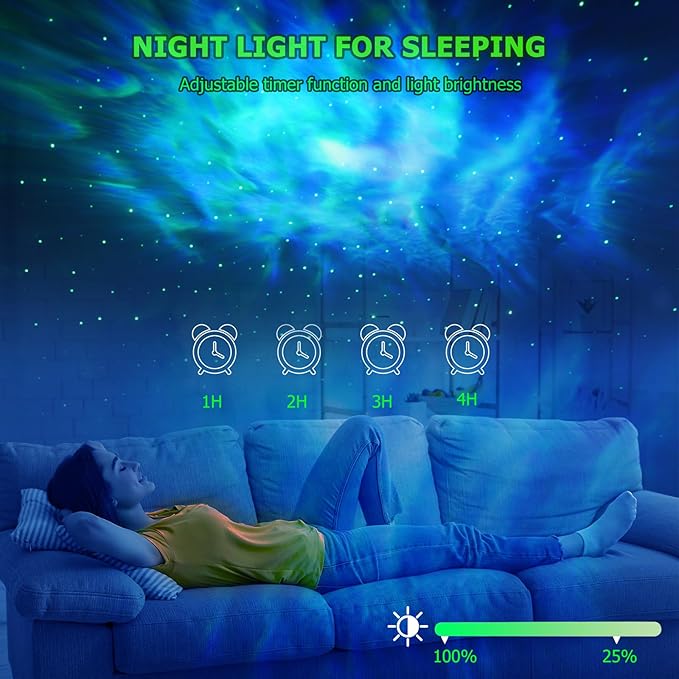 Galaxy Star Projector with Remote Control Timer Night Light for Bedroom Party Decor