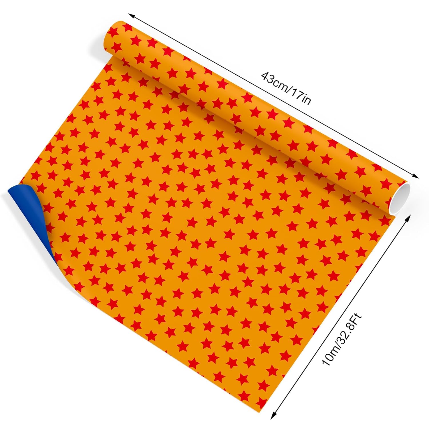 Anime Theme Wrapping Paper -Mini Roll- 17 Inch X 32.8Ft Blue Orange Star Gift Wrap Art Paper For Cartoon Animation Birthday Baby Shower Supplies