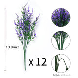 Artificial Flowers, Lavender Fake Flowers 12 Bundles Uv Resistant Shrubs Faux Plastic Greenery Plants Hanging Planter Flora Fence Indoor Outside Wedding Indoor Farmhouse Decor (Violet)