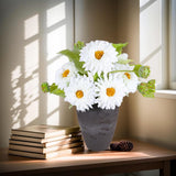 5Pcs White Sunflowers Artificial Flowers With Long Stems Fake Large Sunflowers Silk Faux Bouquet For Wedding Floral Arrangements Home Garden Birthday Party Indoor Decor(White)
