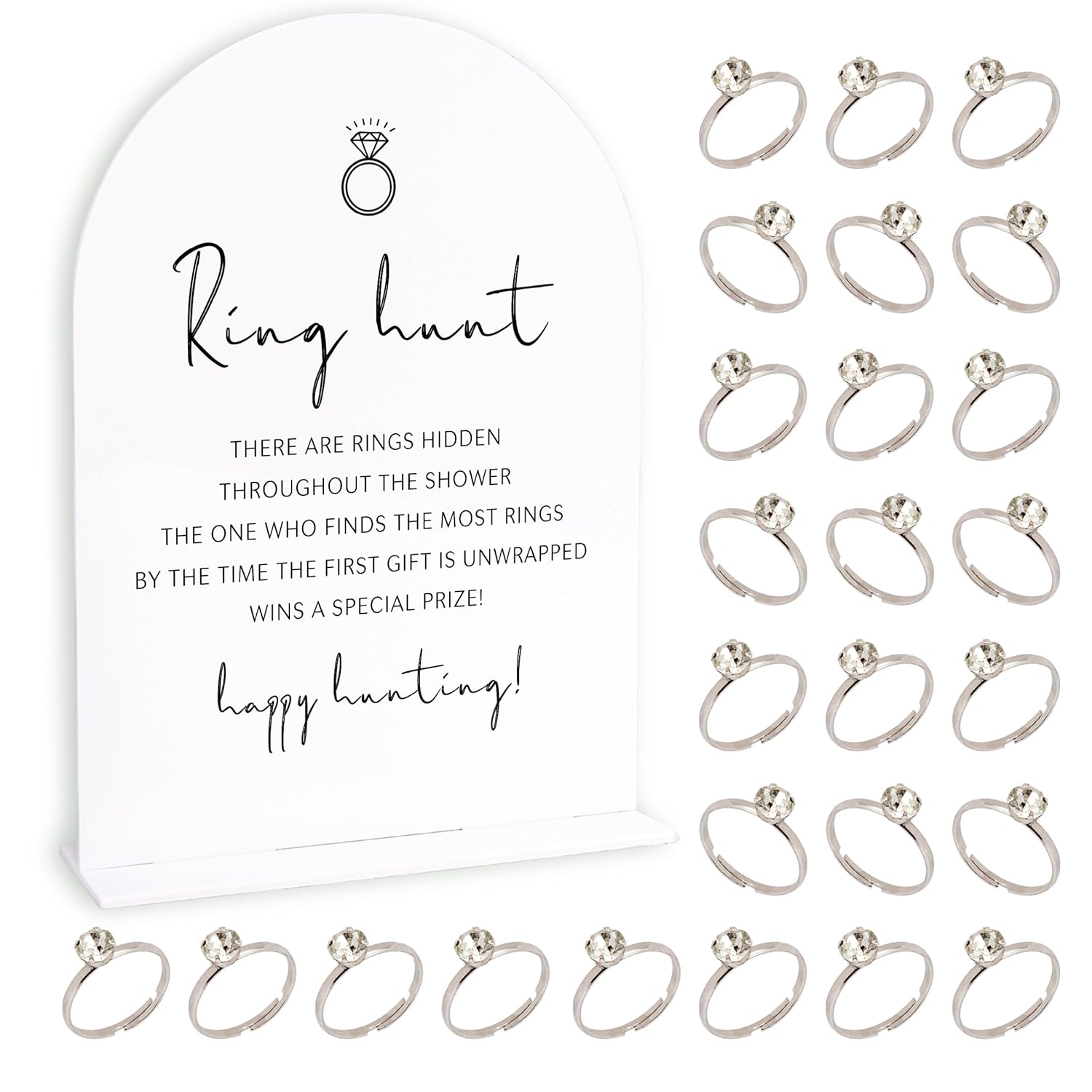 Bridal Shower Ring Hunt Games, Funny Ring Hunt Games, Minimalism Party Games, Bridal Shower Decorations, Wedding Shower Games(1 Sign & 30 Rings)-Xnxb09