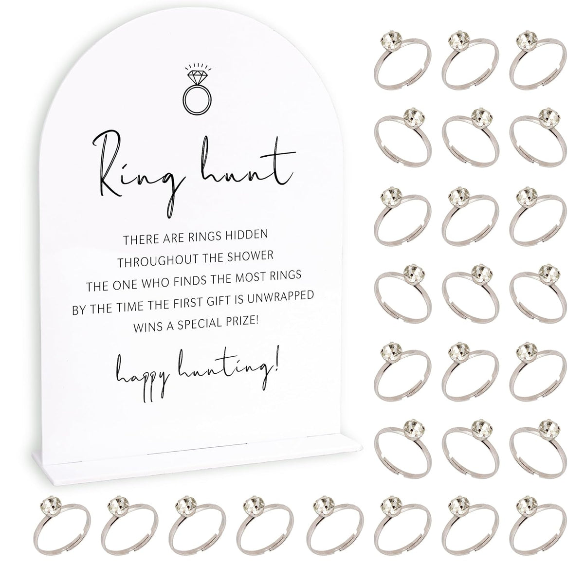 Bridal Shower Ring Hunt Games, Funny Ring Hunt Games, Minimalism Party Games, Bridal Shower Decorations, Wedding Shower Games(1 Sign & 30 Rings)-Xnxb09