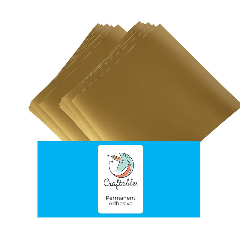 Gold Vinyl Sheets - Permanent, Adhesive, Glossy & Waterproof | (10) 12