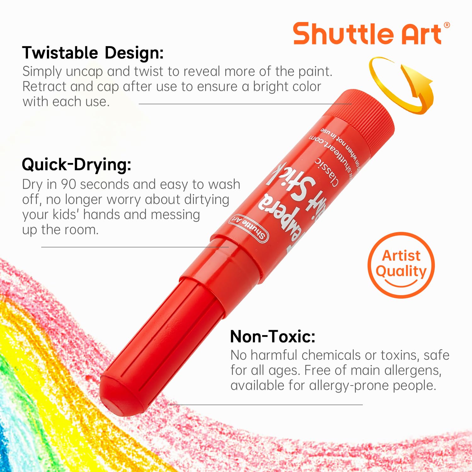 Tempera Paint Sticks, 30 Colors Solid Tempera Paint For Kids With 1 Drawing Pad, Super Quick Drying, Non-Toxic, Works Great On Paper Wood Glass Ceramic Canvas