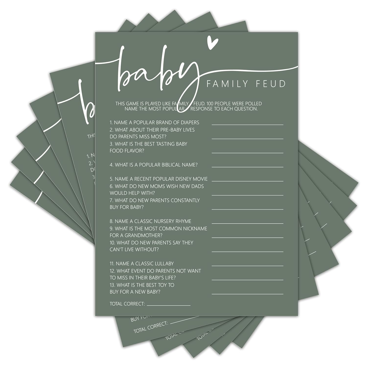 Baby Shower Games Cards, Family Feud, Gender Reveal Party Favors & Decorations, 25 Pcs Double-Sided