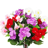 4 Pcs Artificial Flowers For Outdoors Uv Resistant Silk Impatiens And Artificial Hibiscus Flowers Fake Plant Greenery Faux Impatiens For Outdoor Planters Spring Summer Porch Patio Balcony