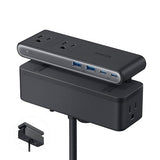 Desk Clamp Surge Protector Power Strip with 6 Outlets 2 USB C 70W 1500J Extension Cord