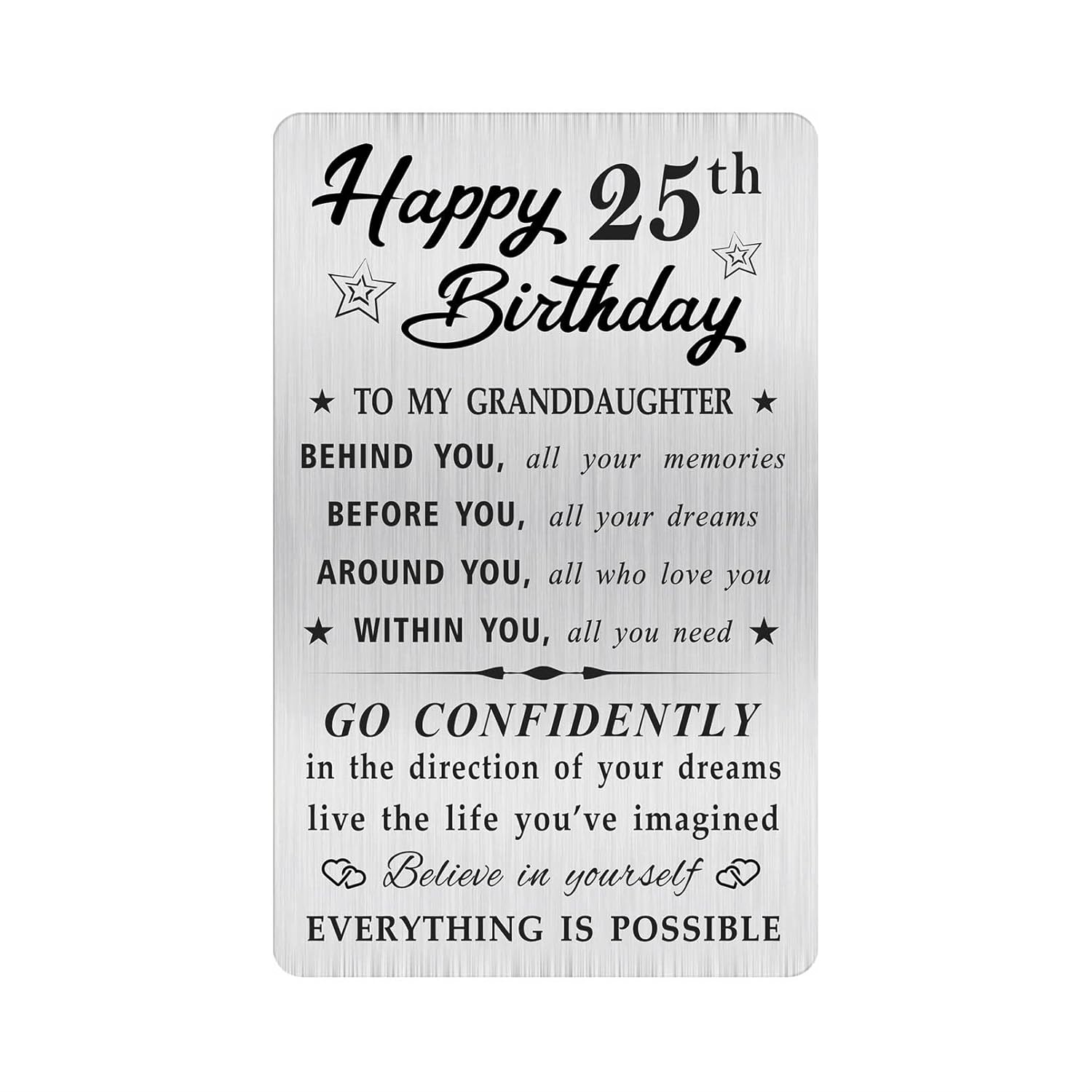 Granddaughter 25Th Birthday Card, Happy 25 Birthday Granddaughter Gifts Ideas, Small Engraved Wallet Card