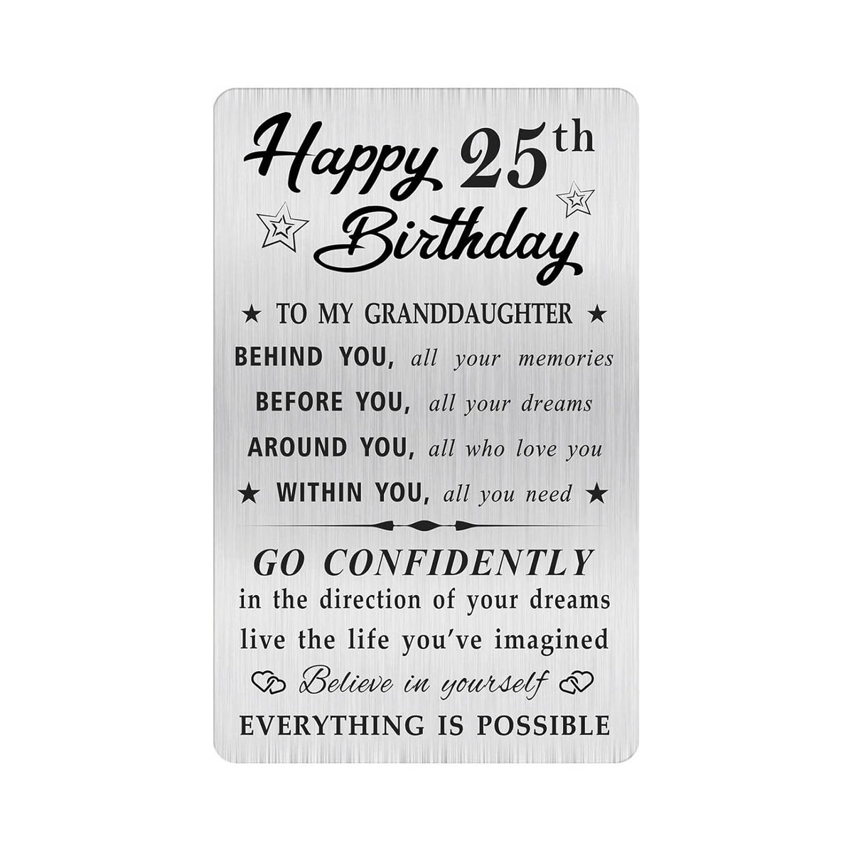 Granddaughter 25Th Birthday Card, Happy 25 Birthday Granddaughter Gifts Ideas, Small Engraved Wallet Card