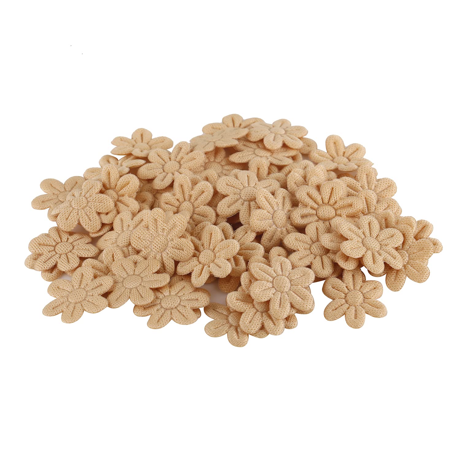 100Pcs Artificial Flowers Felt Cloth Five-Petalflower Embossing Fake Flower For Wedding Home Decor Diy Scrapbooking Wreath Lore (Light Coffee)