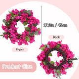 Bougainvillea Artificial Wreaths For Front Door Spring Summer Faux Silk Bougainvillea Wreath Fake Bougainvillea Flowers For Porch Wedding Home Wall Festival Indoor Outside Decor (Hot Pink)