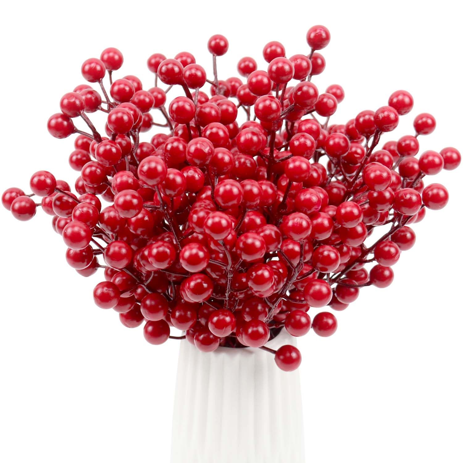 30 Pack Red Berry Stems, Artificial Holly Berries For Christmas Tree Picks Decorations Flower Wreath Diy Crafts Holiday And Home Decor