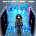 MFi Certified iPhone Fast Car Charger, Dual USB + 2-Pack Lightning Cables