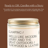 'Glamping' Coconut Soy Wax Candle Jar | Premium Hand Poured & Long Burning | Teakwood & Leather Scent | Phthalate-Free | For Home, Office, Gift - 7.8 Oz