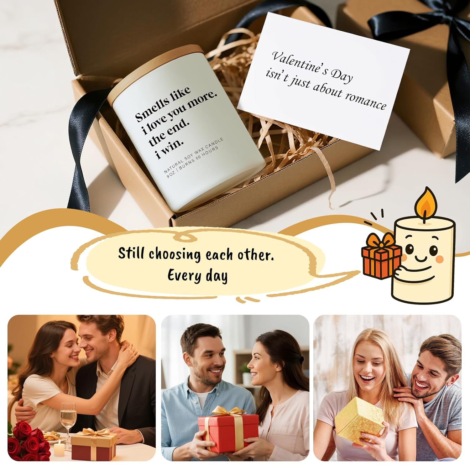Romantic Gifts For Him Her Couple Valentine’S Day Candle – I Love You More. The End. I Win. – Funny Gift For Girlfriend Wife Husband Anniversary & Birthday Gift For Women Men Couples Valentines Candle