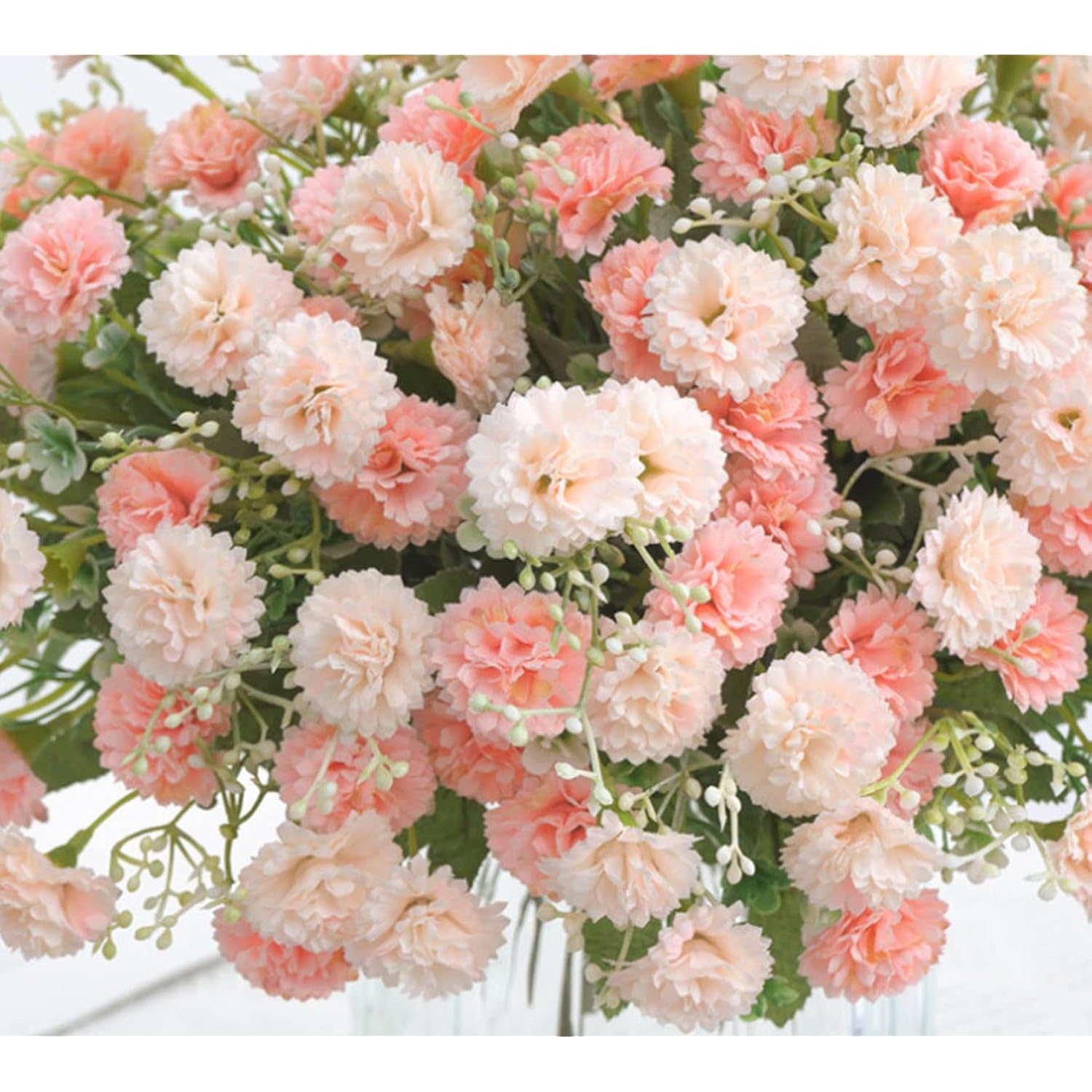 2Pcs Small Carnation Artificial Flowers Bulk Fake Flower With Stems Silk Carnation Flowers For Outdoors Wedding