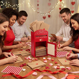 124 Pcs Valentines Love Postbox Wooden With 60 Mini Love Notes And 60 Envelopes 2 Heart Stickers Red Pen Valentines Letter Long Distance Relationship Mailbox Gifts For Couple Him Her