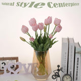 20Pcs Artificial Tulip Flowers,16 Inch Real Touch Tulip Stems With Faux Leaves, Faux Tulips And Buds For Home Décor Centerpiece Ornament Wedding Bouquet,Pink