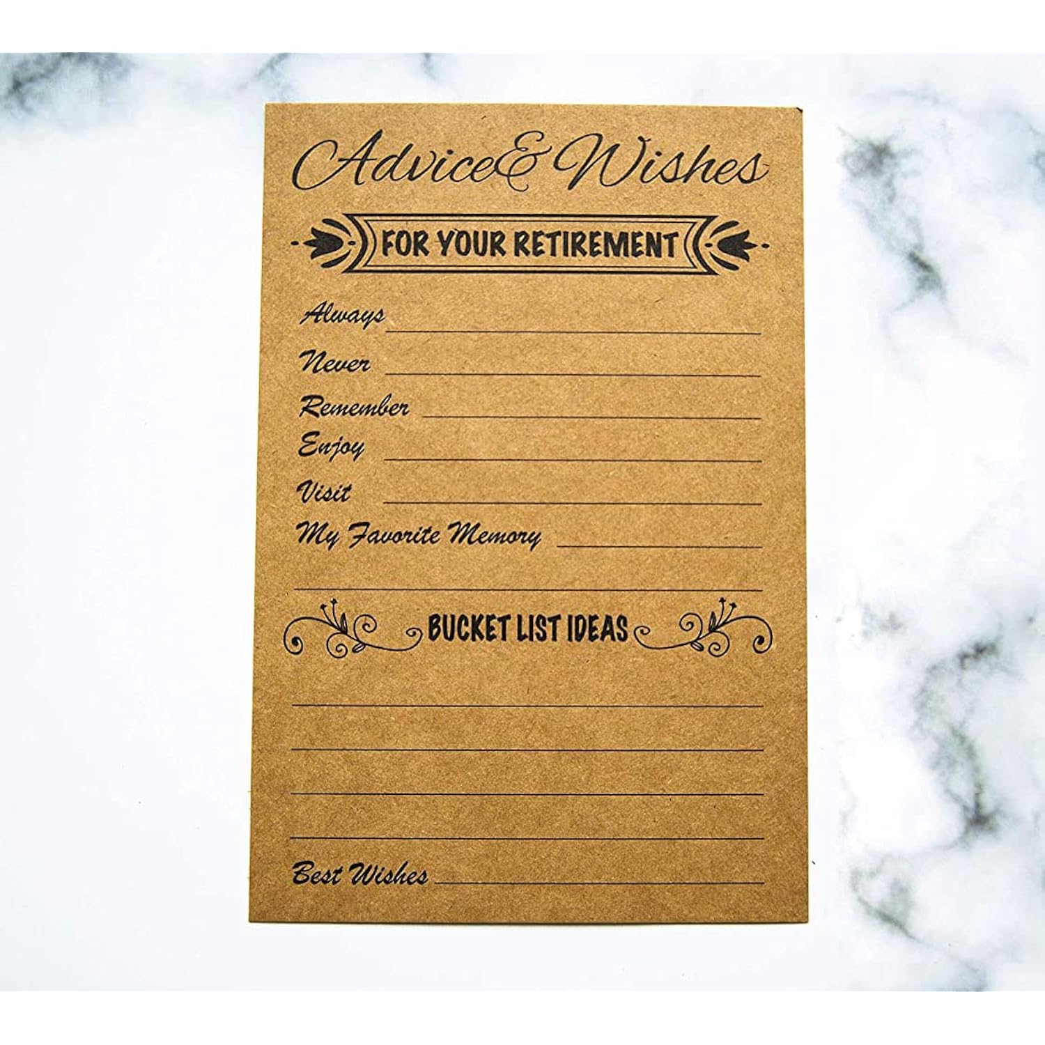 Retirement Well Wish And Advice Cards Pack Of 50 Rustic Kraft Retired Ideas Supplies And Decoration Happy Retiree Celebration Gift Bucket List Wish Funny Officially Retired
