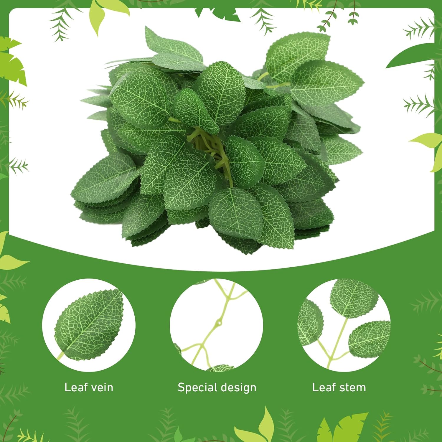100Pcs Artificial Green Leaves?Bulk Fake Leaves Greenery Leaves Fake Rose Flower Leaves For Diy Wedding Birthday Party Bridal Bouquets Centerpieces Floral Arrangement Diy Craft Home Decorations