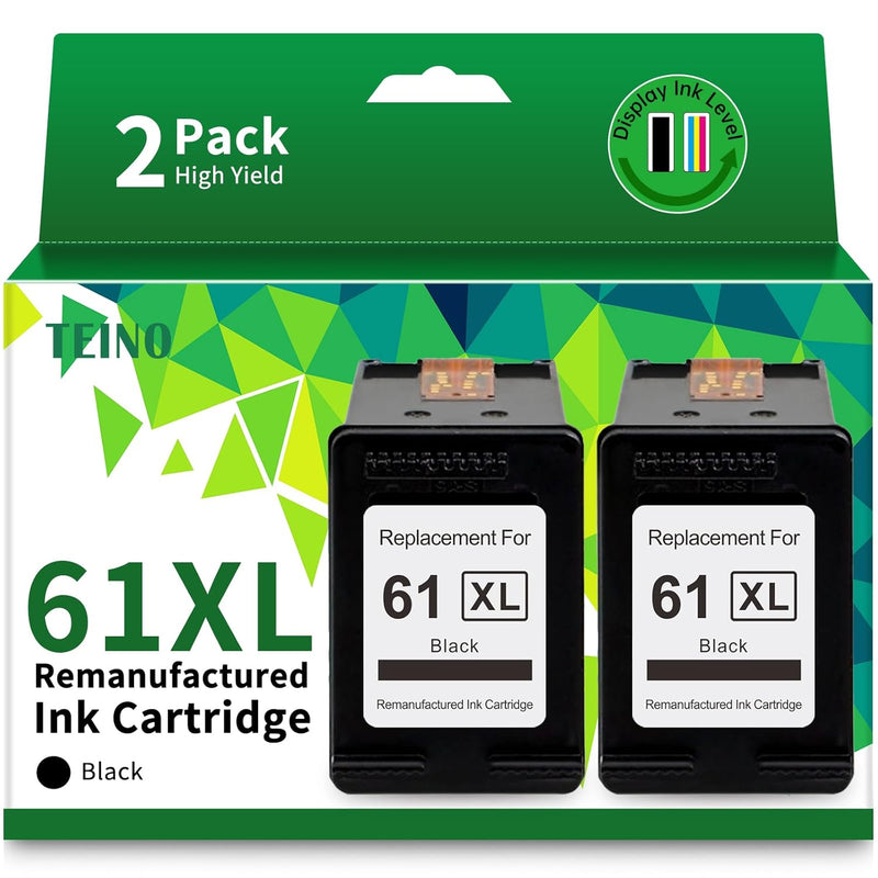 61XL Black Ink, Remanufactured 2-Pack for Envy 4500/OfficeJet 4630