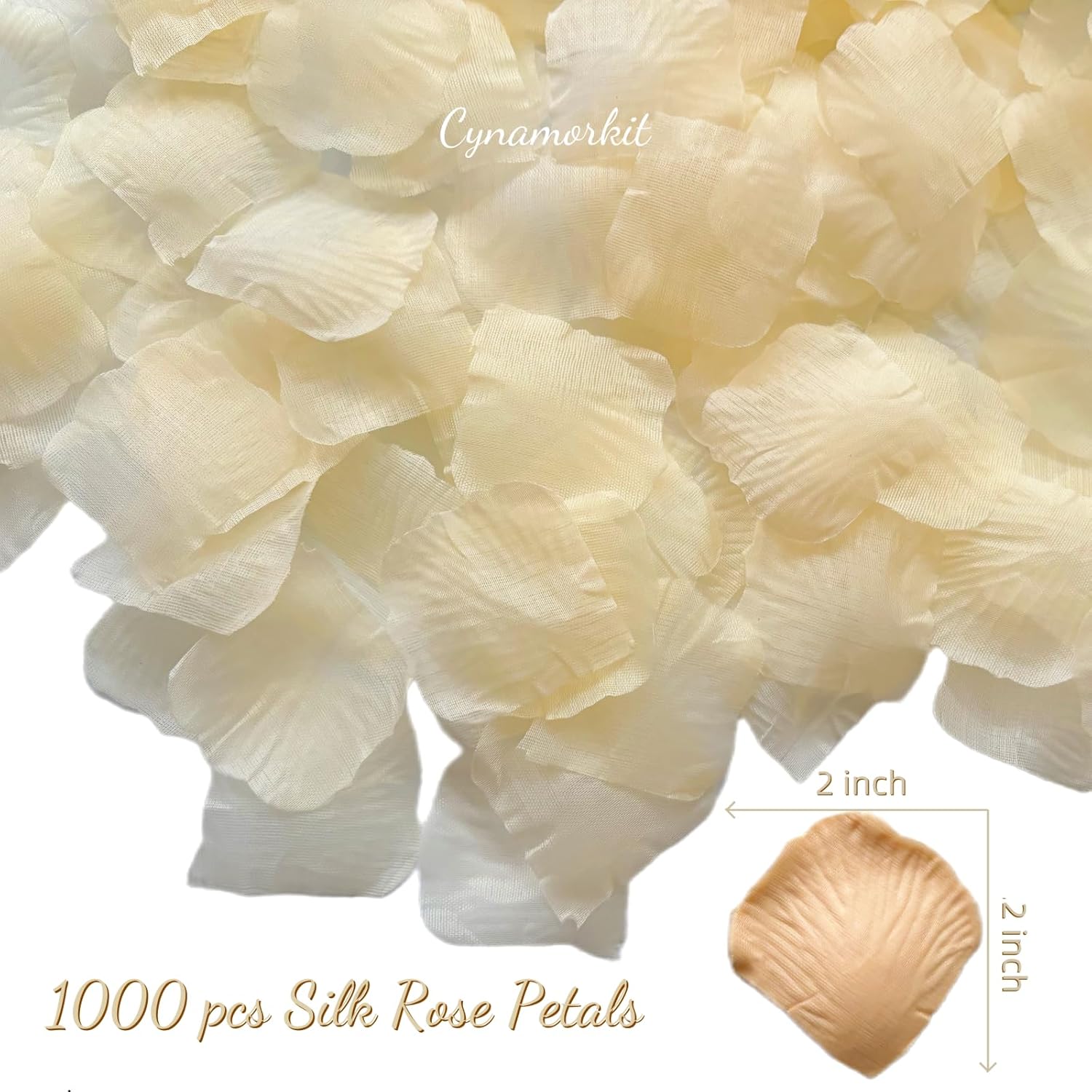 Champagne Rose Petals 1000 Pcs Fake Silk Rose Petals For Wedding, Proposal, Engagement, Artificial Flower Petals For Valentine’S Day, Party, Anniversary, Table Decoration (Champagne)