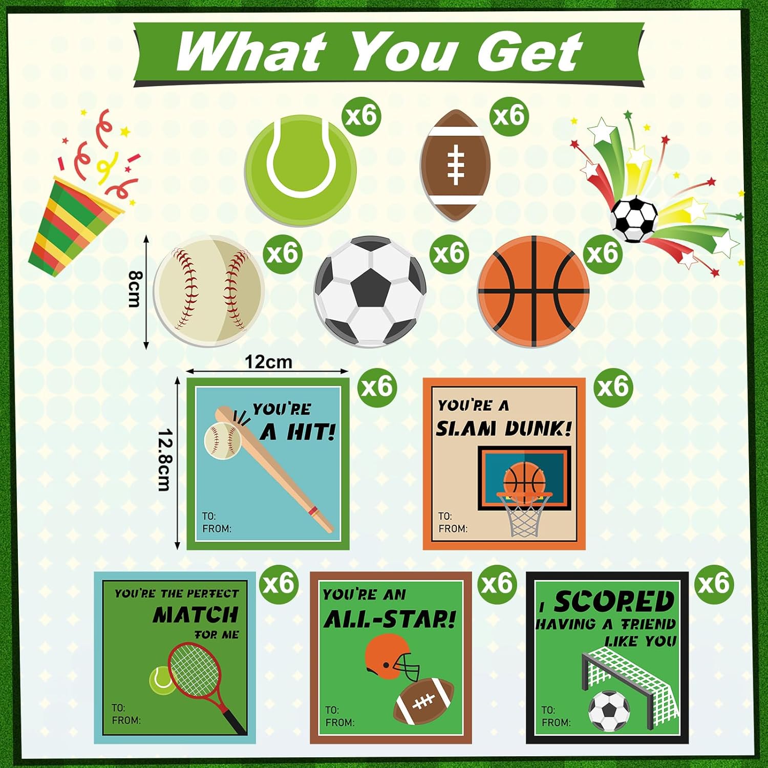 30 Pack Sports Valentines Day Gifts With Sports Stick Notes Valentine Cards For Gifts Exchange Basketball Football Baseball Soccer Tennis Party Supplies Game Prizes