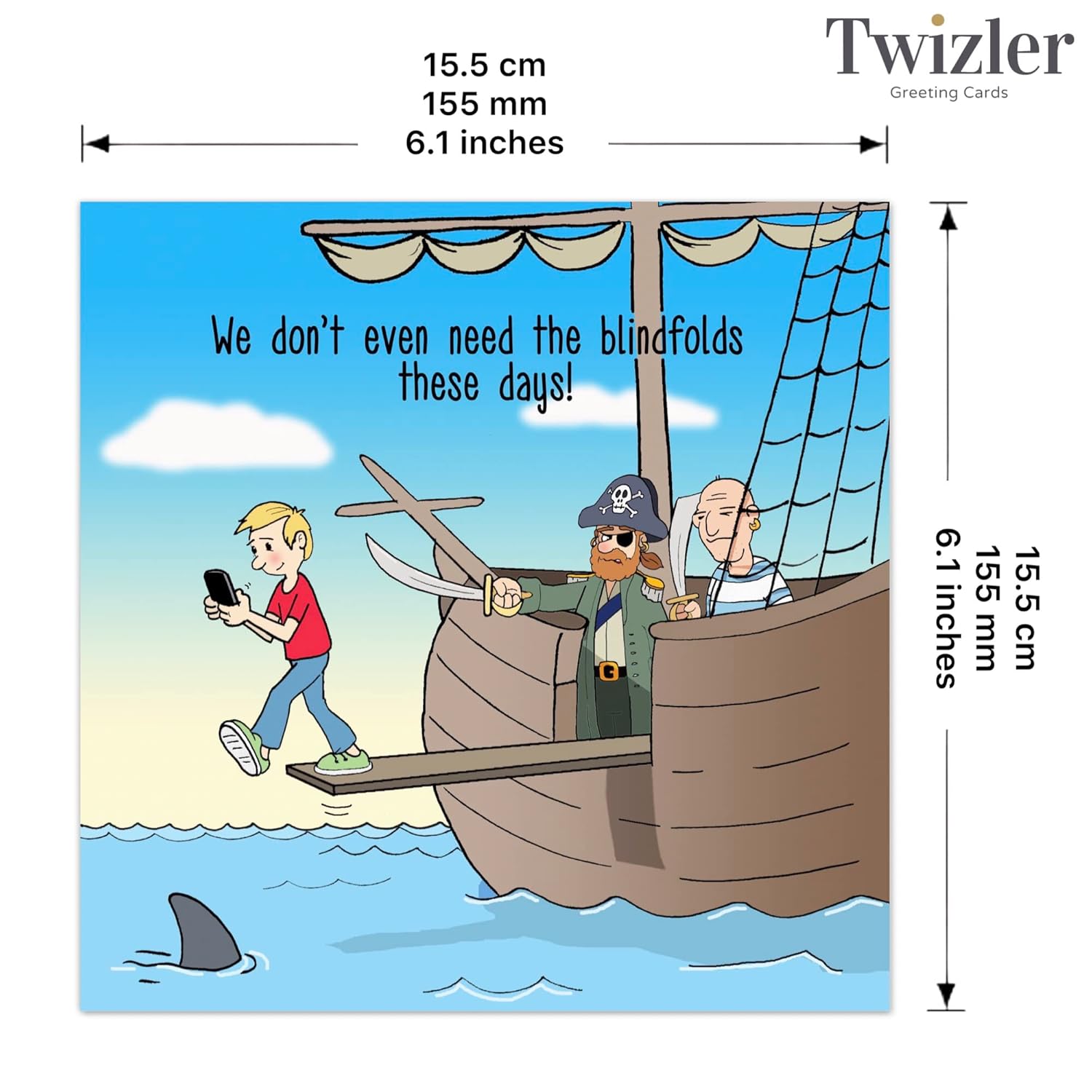 Funny Card With Pirates - Blank Inside - Humor Happy Birthday Card - Mothers Day - Fathers Day - Teenager - Get Well Soon - Sorry - Thank You - Good Luck