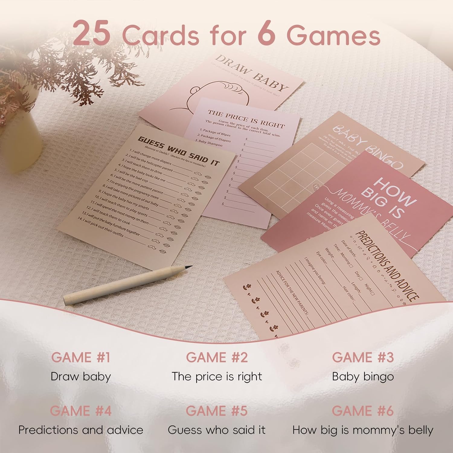 150 Pcs Baby Shower Games Cards Set - 6 Fun Games Including Bingo, Don'T Say Baby, Price Is Right, And More, Perfect For Up To 25 Guests, Ideal For Party Shower Celebrations