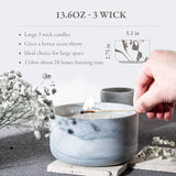 Scented Soy Candles, Large Candle 3 Wicks 14.8Oz Thai Lemongrass Ceramic Jar Lava Collection, Gorgeous Gifts For Birthday Thanksgiving Christmas