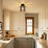 2 Pack Hexagon Semi Flush Mount Ceiling Lights Black Farmhouse Fixtures