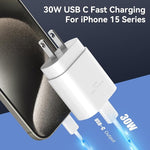 iPhone 15 Charger Fast 30W USB C Block & 10FT Cable for iPhone/iPad/Samsung