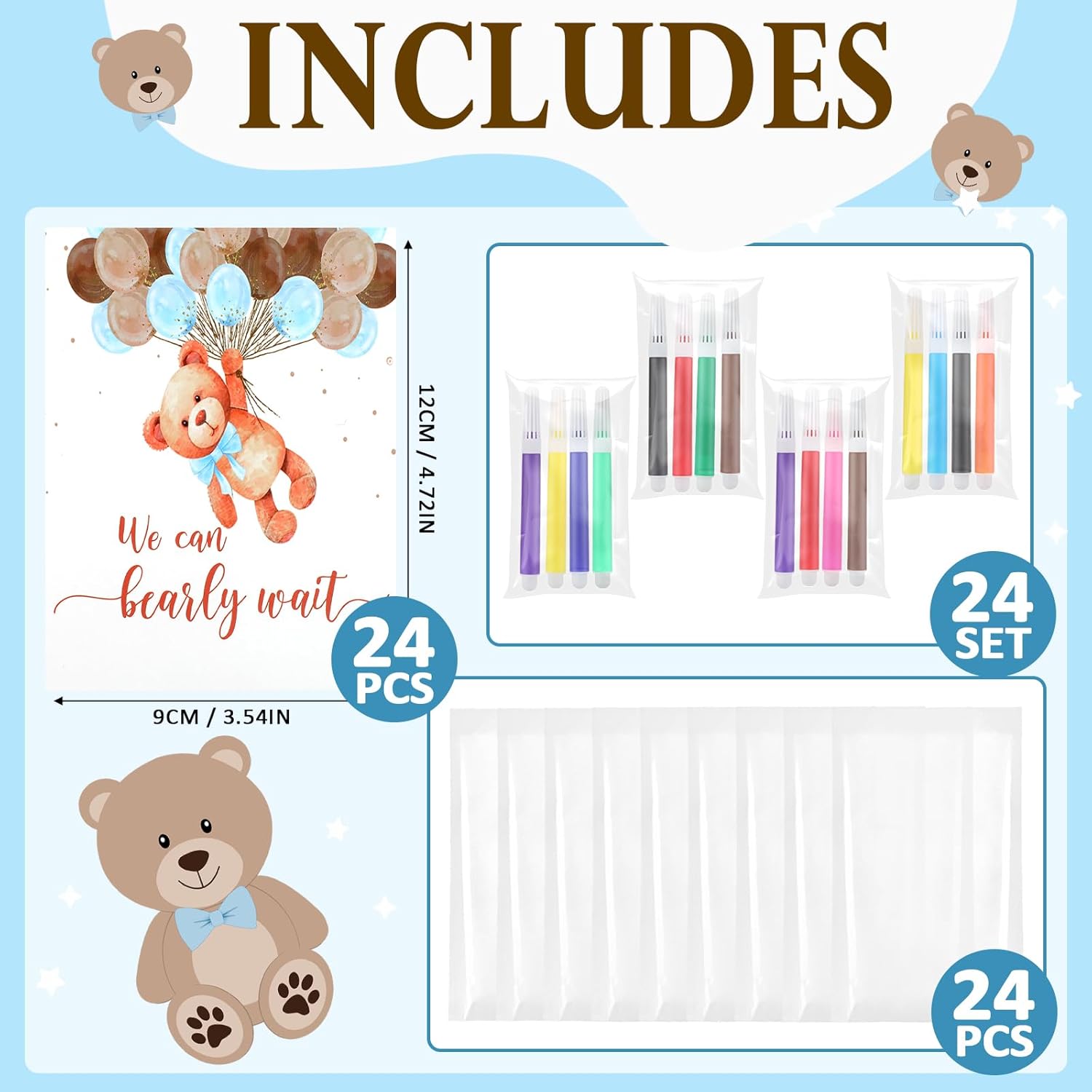 24 Set Bear Baby Shower Activity Supplies Wooden Painting Kit For Adults We Can Bearly Wait Baby Shower Decorations Gender Reveal Party Favors Guests Prize Gift Goodie Bag Stuffers