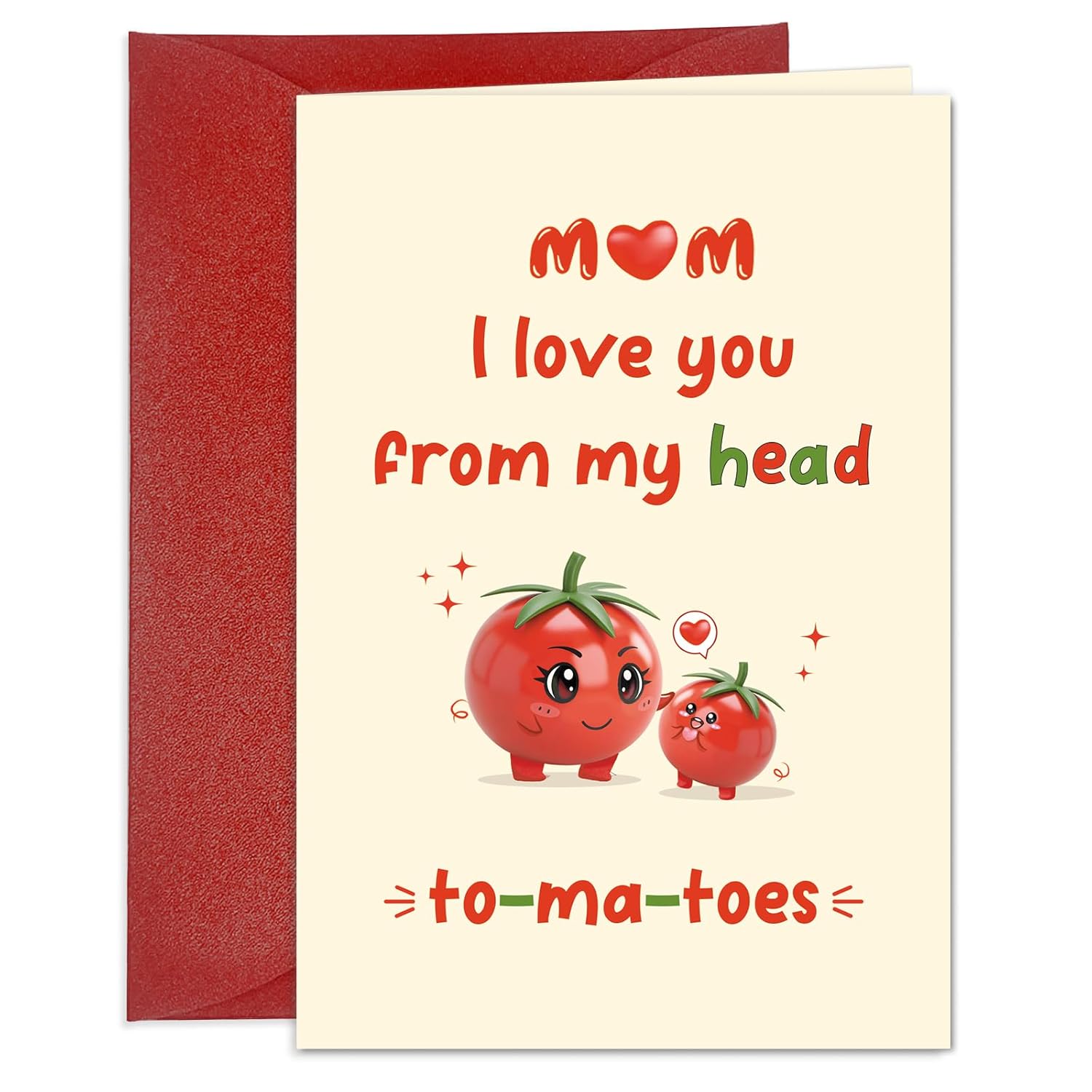 Funny Mother'S Day Card For Mom Cute To-Ma-Toes Mothers Day Greeting Card From Son Daughter Happy Mother'S Day Card With Envelope Mothers Day Gift Cards For Women