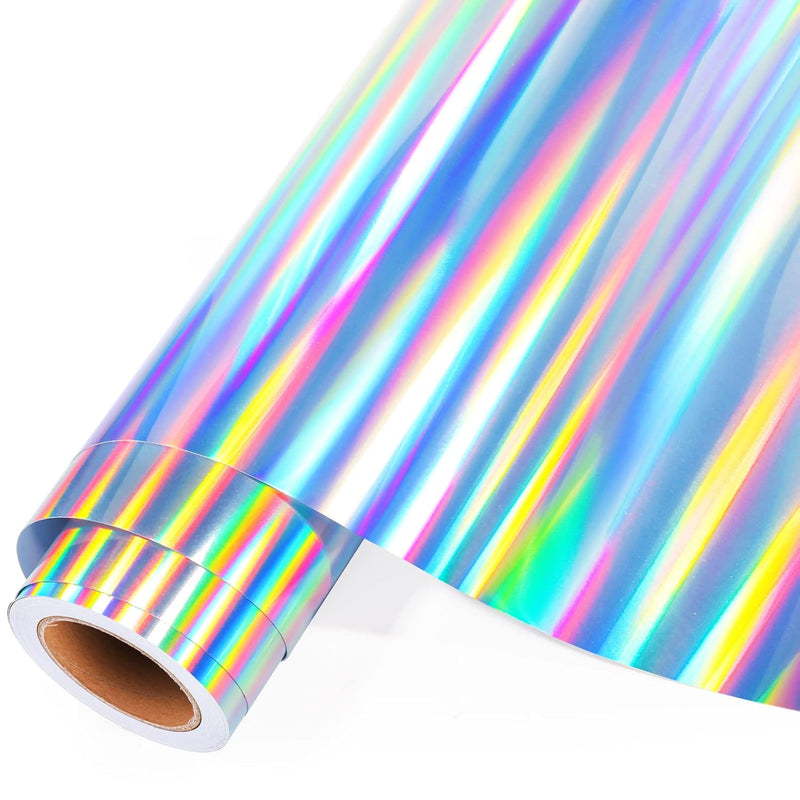 Glossy Rainbow Holographic Silver Chrome Vinyl 1Ftx15Ft For Silhouette