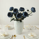 6Pcs Burnt Blue Artificial Roses Flowers Fake Silk Roses Flower With Long Stem For Wedding Decorations Table Centerpieces Flower Arrangement Home Decor (Burnt Blue)